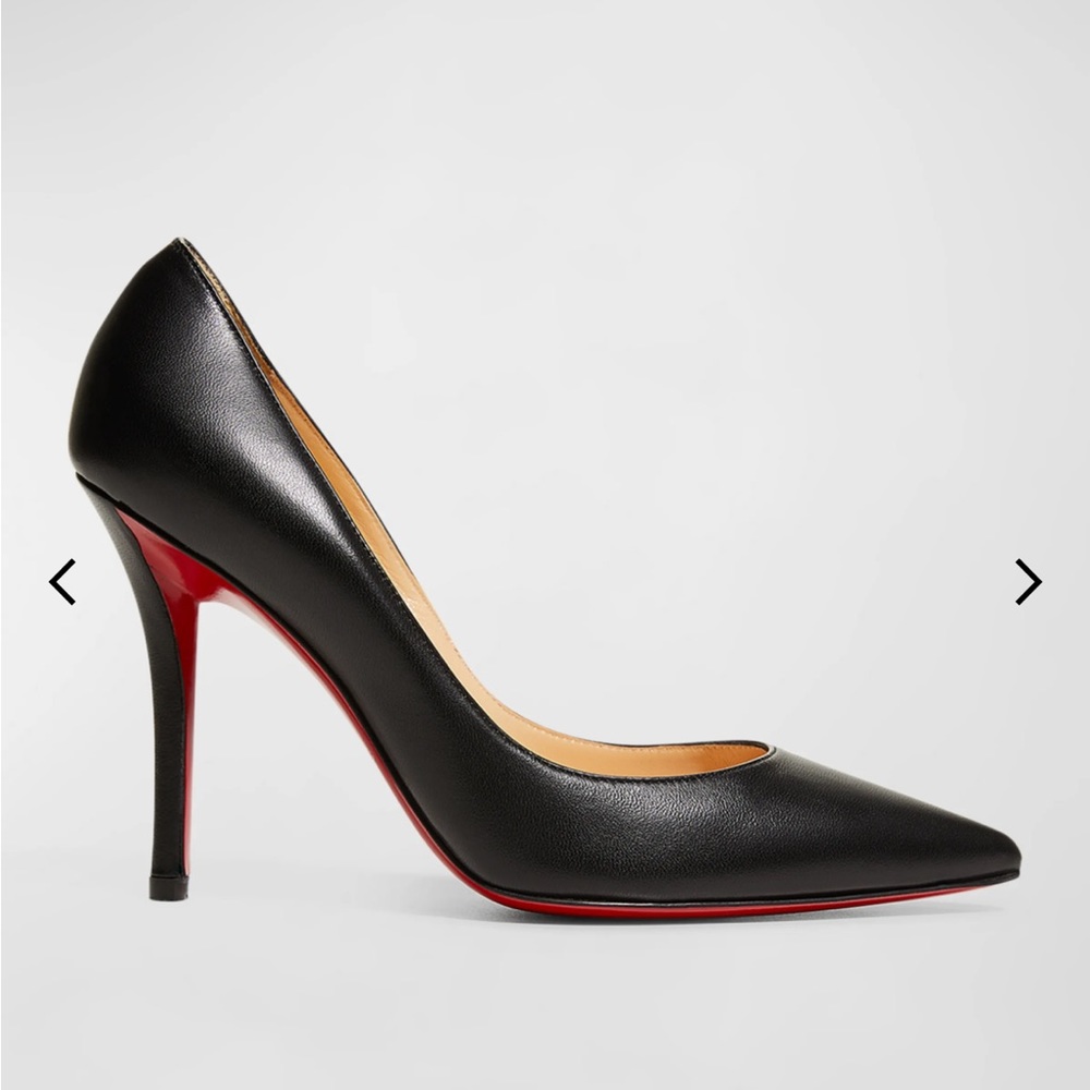 Christian Louboutin Apostrophy Leather Pointed Red-Sole Pumps